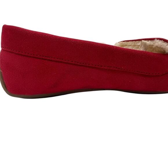 Floöpi Women Red Faux Suede Moccasin Slippers Sherpa Lined Memory Foam Sz 9 - Picture 9 of 9